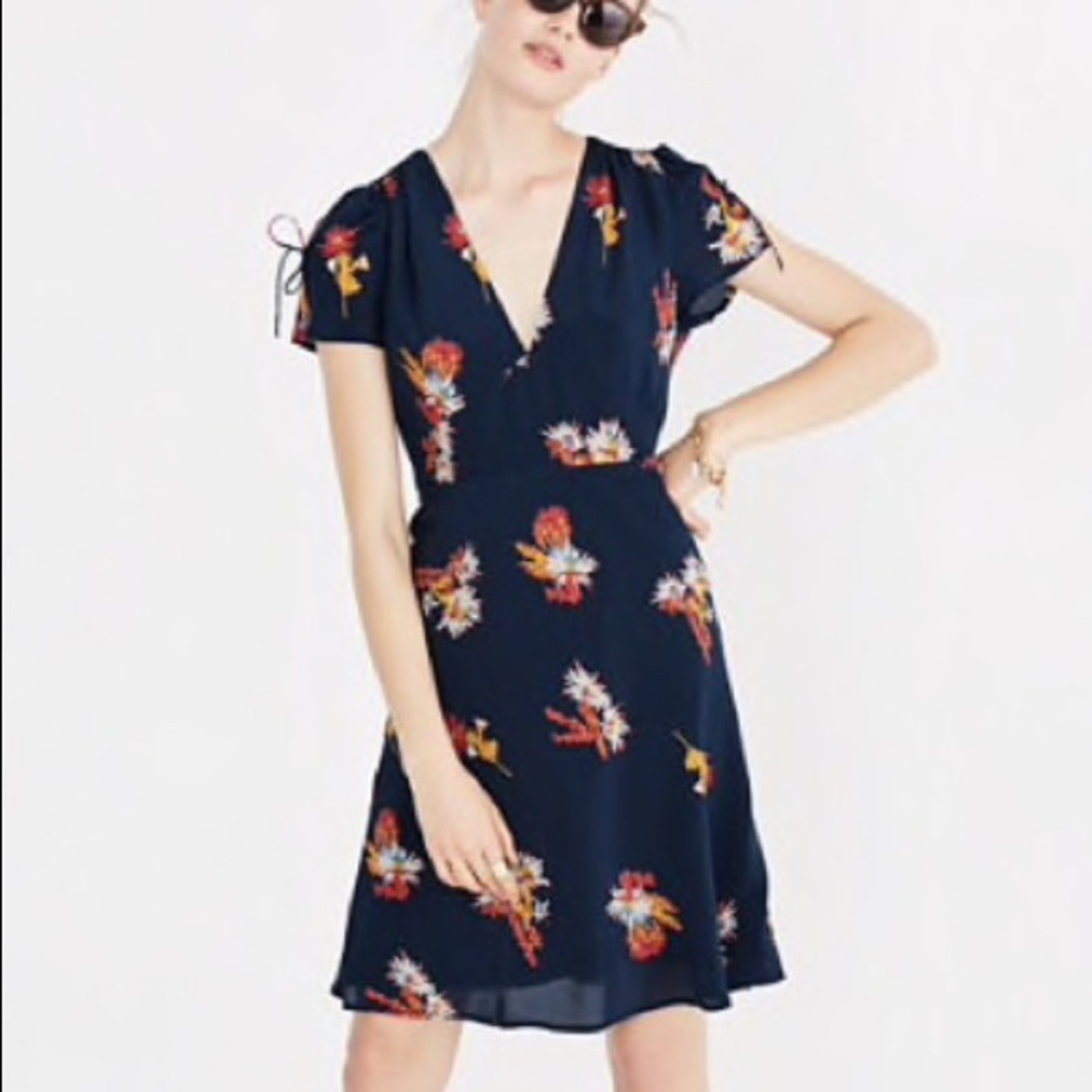 Madewell Silk Poppy Cactus Flower Dress